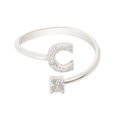 Latelita Women's White / Silver Initial Ring Silver C In Multi