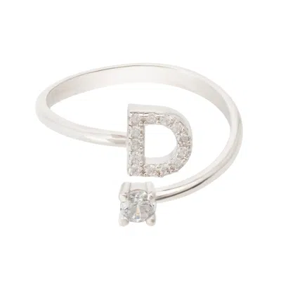 Latelita Women's White / Silver Initial Ring Silver D In Multi