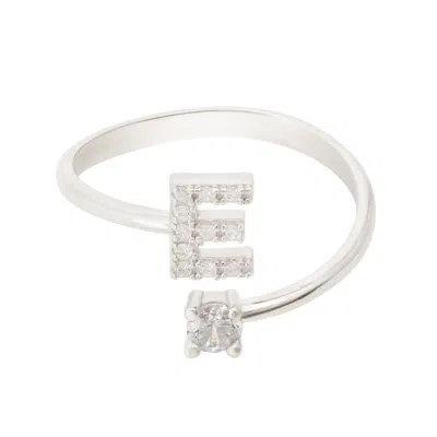 Latelita Women's White / Silver Initial Ring Silver E In Multi