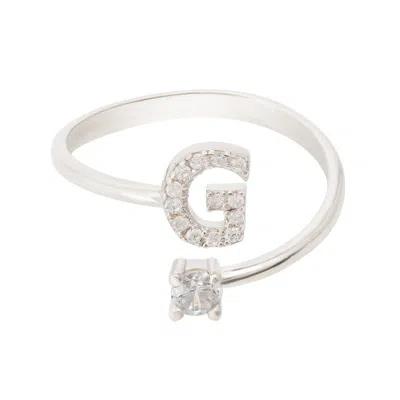 Latelita Women's White / Silver Initial Ring Silver G In Multi