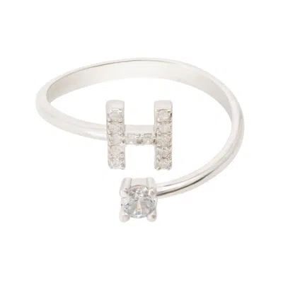 Latelita Women's White / Silver Initial Ring Silver H In Multi