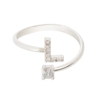 Latelita Women's White / Silver Initial Ring Silver L In Multi