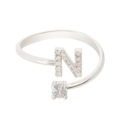 Latelita Women's White / Silver Initial Ring Silver N In Multi