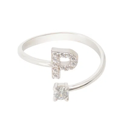 Latelita Women's White / Silver Initial Ring Silver P In Multi