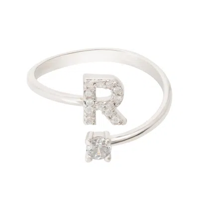 Latelita Women's White / Silver Initial Ring Silver R In Multi