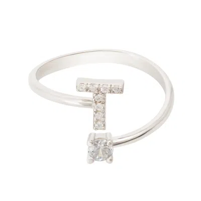 Latelita Women's White / Silver Initial Ring Silver T In Multi