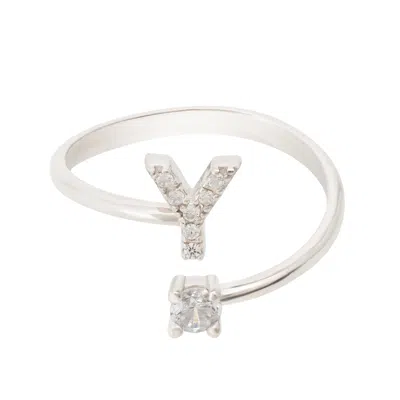 Latelita Women's White / Silver Initial Ring Silver Y In Multi