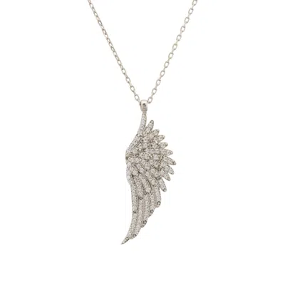 Latelita Women's White / Silver Large Angel Wing Necklace Silver In Multi