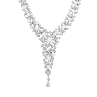 Latelita Women's White / Silver / Neutrals Marquise Statement Necklace Pearl Silver In Multi