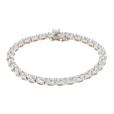 Latelita Women's White / Silver Petal Tennis Bracelet Small Silver In Multi