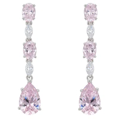 Latelita Women's White / Silver / Pink Zendaya Drop Earrings Morganite Silver In Multi