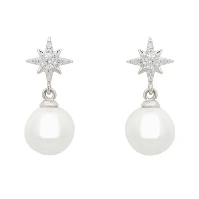 Latelita Women's White / Silver Polaris North Star Pearl Earrings Silver In Multi