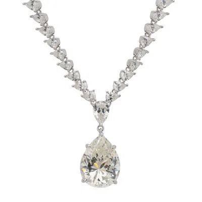 Latelita Women's White / Silver Pompadour Statement Necklace Moissanite Silver