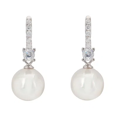 Latelita Women's White / Silver Serenity Pearl Hoop Earrings Silver In Multi