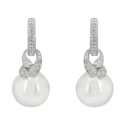 Latelita Women's White / Silver Tie The Knot Drop Pearl Earrings Silver In Multi