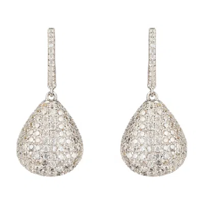Latelita Women's White / Silver Valerie Pear Drop Gemstone Earrings Silver White Cz In Multi