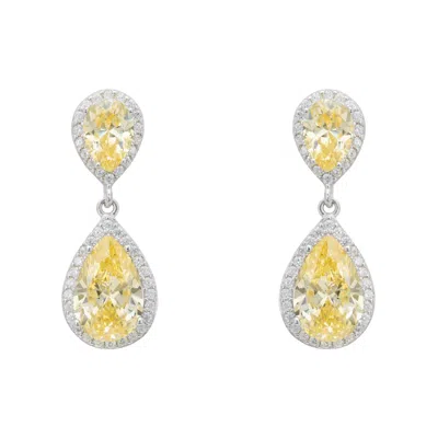 Latelita Women's White / Silver / Yellow Odette Teardrop Yellow Topaz Earrings Silver In Multi