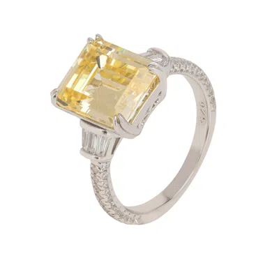 Latelita Women's White / Yellow / Silver Felicity Cocktail Ring Lemon Topaz Silver In Metallic