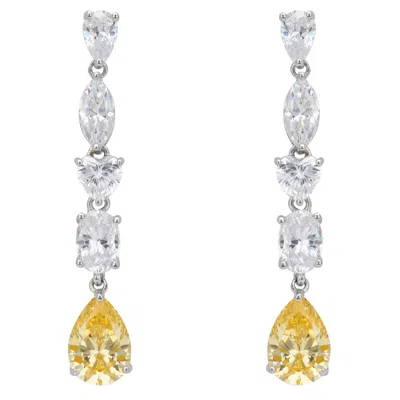 Latelita Women's White / Yellow / Silver Knightley Drop Earrings Yellow Topaz Silver In Multi