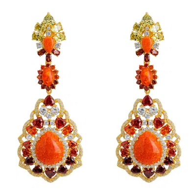 Latelita Women's Yellow / Gold / Red Mariana Fire Opal Drop Earrings Gold