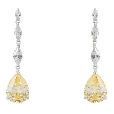 Latelita Women's Yellow / Silver / White Zara Teardrop Yellow Topaz Gemstone Earrings Silver