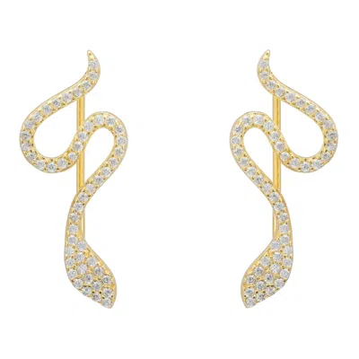 Latelita Women's Yellow / White / Gold Nagini Snake Ear Climbers Gold In Multi
