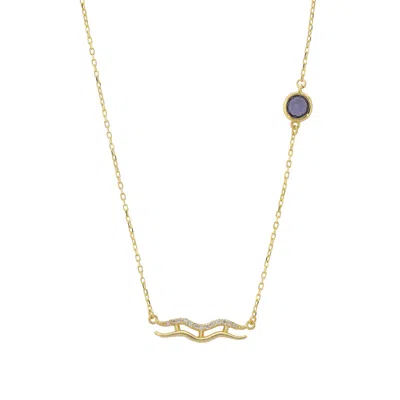 Latelita Women's Yellow / White / Gold Zodiac Birthstone Aquarius Necklace Amethyst Gold In Multi
