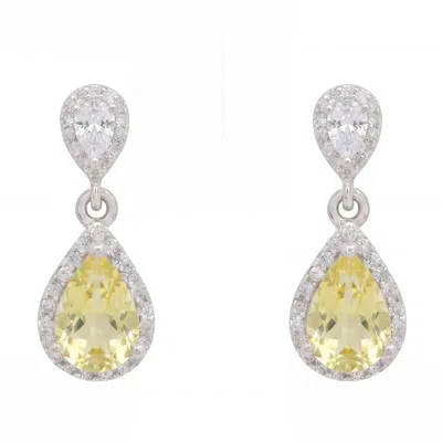 Latelita Women's Yellow / White / Silver Phillippa Drop Earrings Yellow Topaz Silver In Yellow/white/silver
