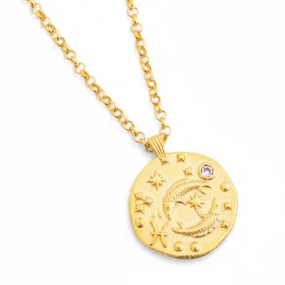 Latelita Women's Zodiac Birthstone Talisman Necklace Pisces Gold