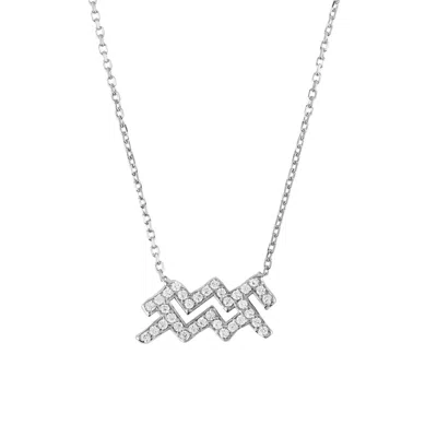 Latelita Women's Zodiac Star Sign Pendant Necklace Silver Aquarius