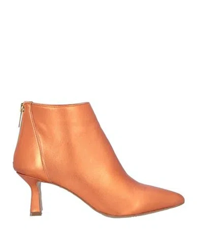 Latika Woman Ankle Boots Orange Size 7 Leather
