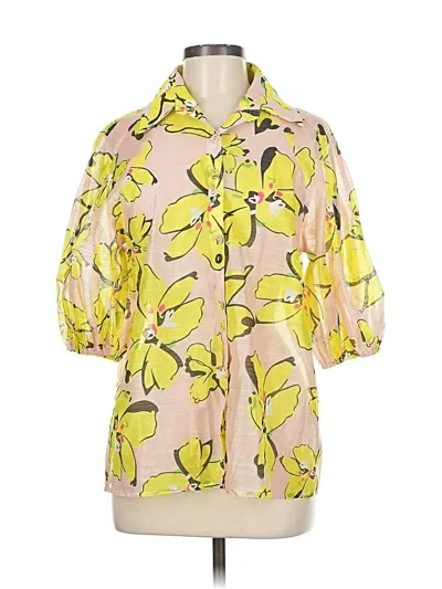 Pre-owned L'atiste By Amy 3/4 Sleeve Blouse In Yellow