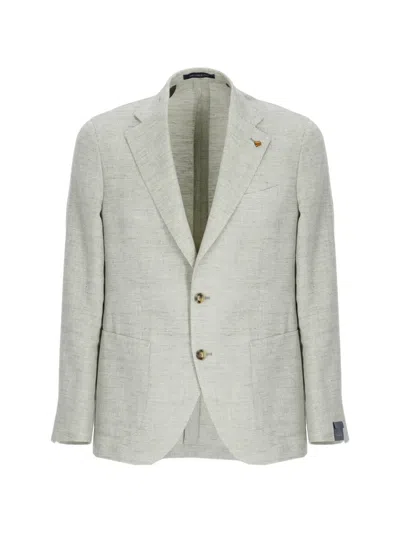 Latorre Herringbone-pattern Notch-lapel Jacket In Green