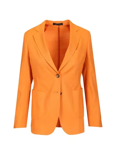 Latorre 싱글 브레스티드 패치 포켓 블레이저 In Orange