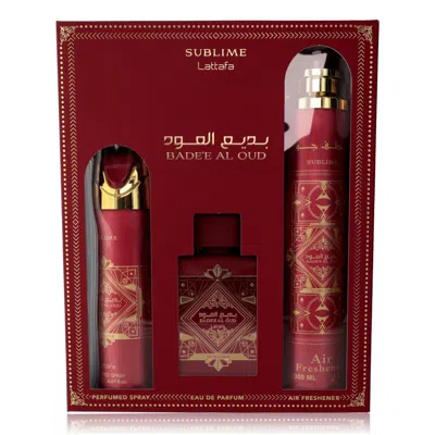 Lattafa 2pcs Combo Set Bad'e Al Oud Sublime By , 3 Piece Gift Set For Unisex In Transparent
