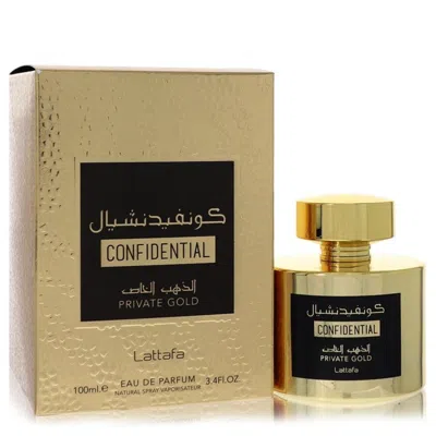 Lattafa 3.4 oz Confidential Private Gold Eau De Parfum Spray For Unisex In Multi