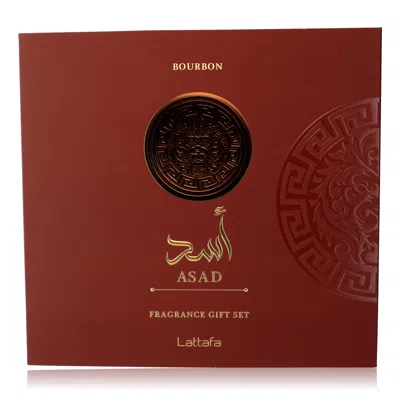 Lattafa Asad Bourbon By , 3 Piece Gift Set For Men In Red