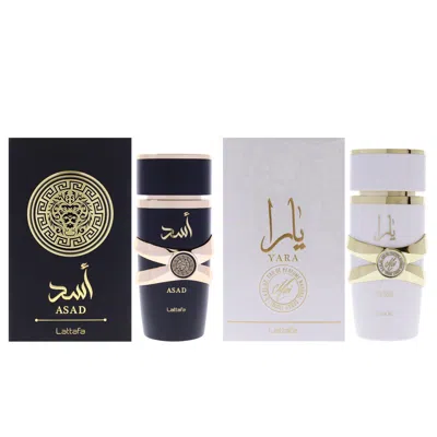 Lattafa For Unisex - 2 Pc Kit 3.4oz Yara Moi Edp Spray, 3.4oz Asad Edp Spray In Multi