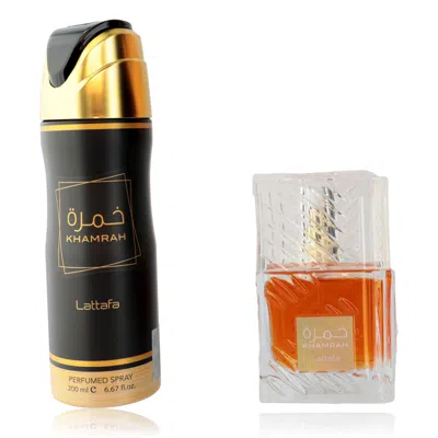 Lattafa Khamrah By , 2 Piece Gift Set For Unisex In Transparent