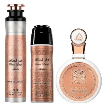 Lattafa Ladies Fakhar 3pcs Edp Gift Set 6298043160780 In Transparent