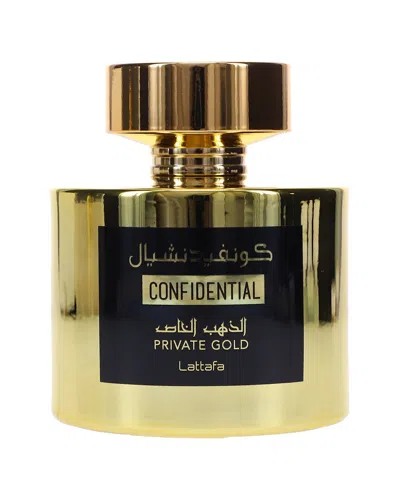 Lattafa Perfumes Unisex 3.4oz Confidential Private Gold Eau De Parfum