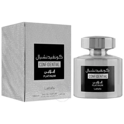 Lattafa Unisex Confidential Platinum Edp Spray 3.4 oz Fragrances 6291107459714 In Black / Platinum