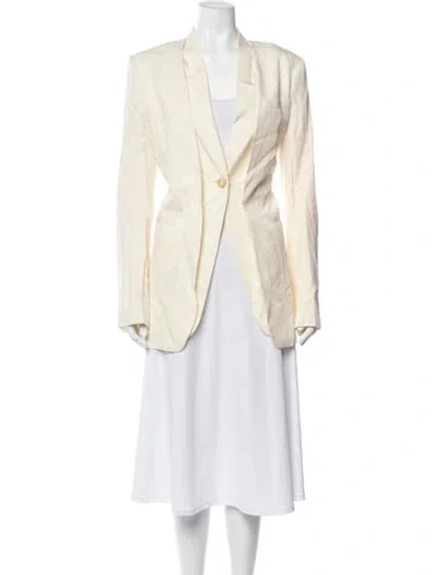 Pre-owned Lattelier Linen Striped Blazer W/ Tags In Neutral