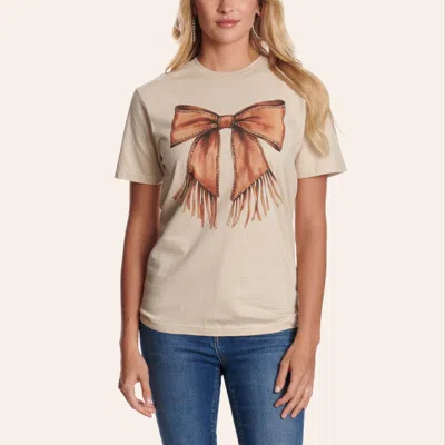 Lattimore Women's Cream Painted Bow Graphic T-shirt In White