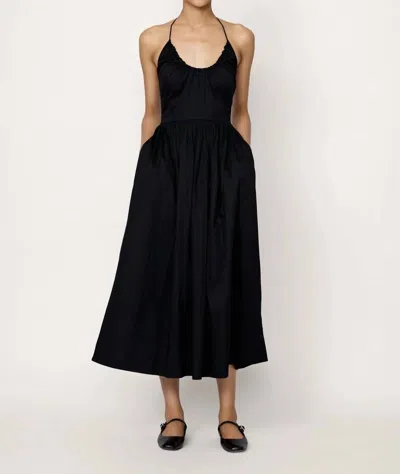 Laude The Label Halter Midi Dress In Black Poplin