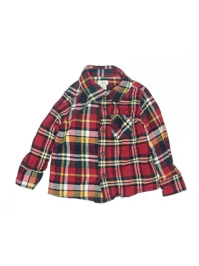Pre-owned Laughing Llama Kids' Long Sleeve Button Down Shirt In Red