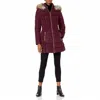 Laundry By Shelli Segal 3/4 Puffer Zig Zag Cinched Waist Faux Fur Trim Hood Jacket In Port Royal In Multi