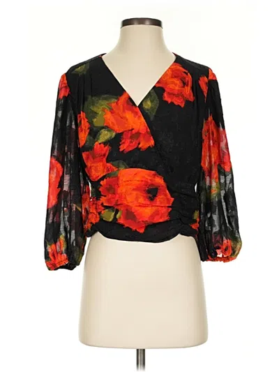 Pre-owned Laundry By Shelli Segal 3/4 Sleeve Blouse In Black