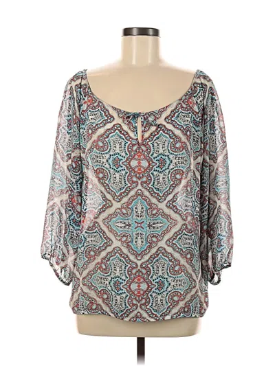 Pre-owned Laundry By Shelli Segal 3/4 Sleeve Blouse In Blue