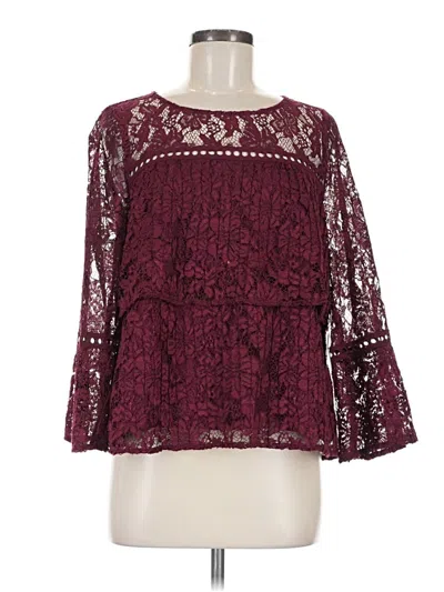 Pre-owned Laundry By Shelli Segal 3/4 Sleeve Blouse In Burgundy